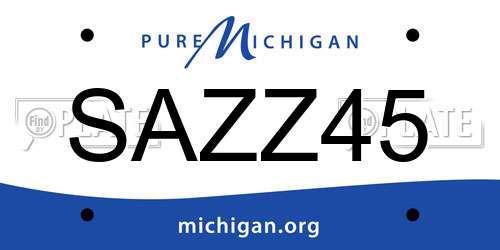 SAZZ45 Michigan License Plate