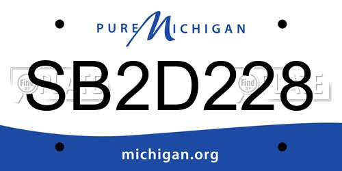 SB2D228 Michigan License Plate