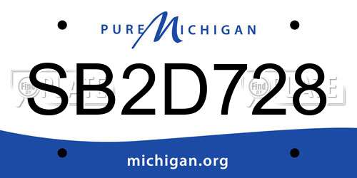 SB2D728 Michigan License Plate