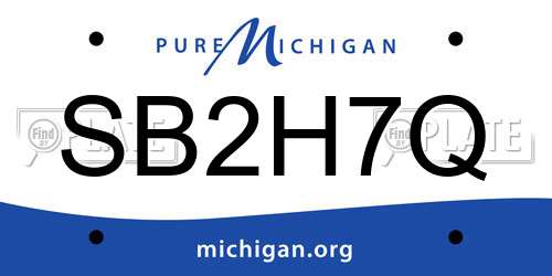 SB2H7Q Michigan License Plate