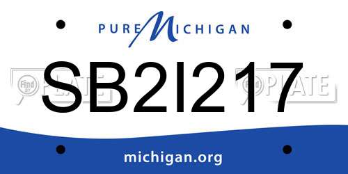 SB2I217 Michigan License Plate