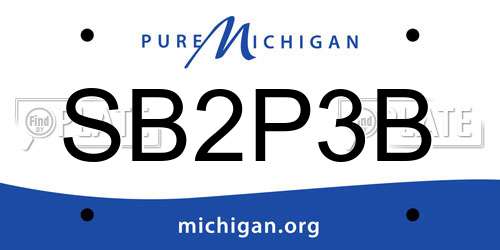SB2P3B Michigan License Plate