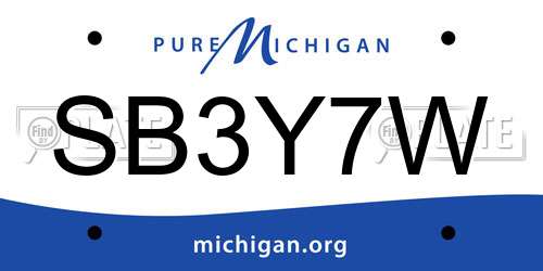 SB3Y7W Michigan License Plate
