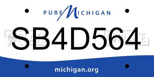 SB4D564 Michigan License Plate