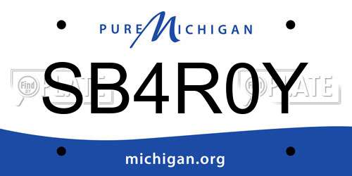 SB4R0Y Michigan License Plate