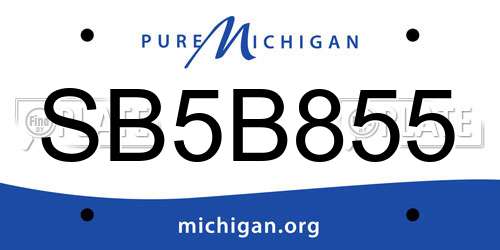 SB5B855 Michigan License Plate