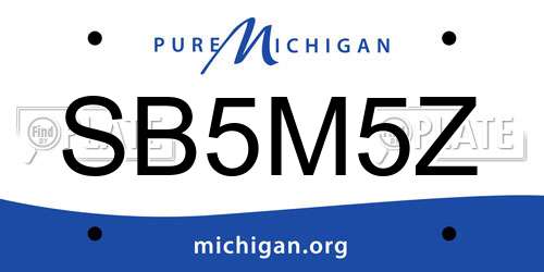 SB5M5Z Michigan License Plate