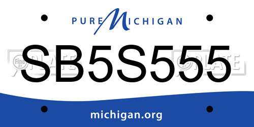 SB5S555 Michigan License Plate
