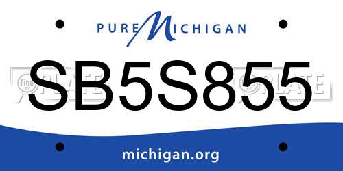 SB5S855 Michigan License Plate