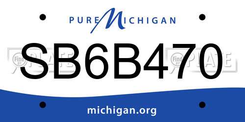 SB6B470 Michigan License Plate