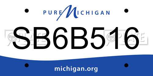 SB6B516 Michigan License Plate