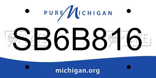 SB6B816 Michigan License Plate