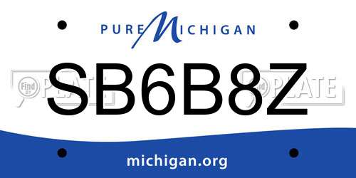 SB6B8Z Michigan License Plate