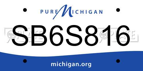 SB6S816 Michigan License Plate