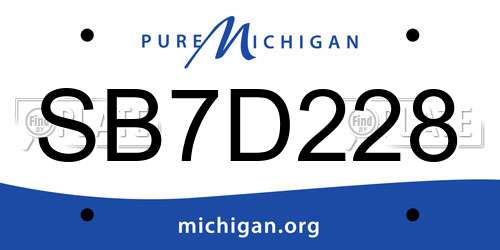 SB7D228 Michigan License Plate