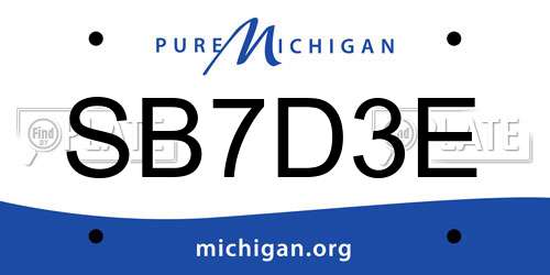 SB7D3E Michigan License Plate