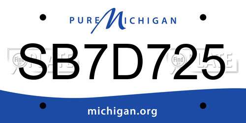 SB7D725 Michigan License Plate
