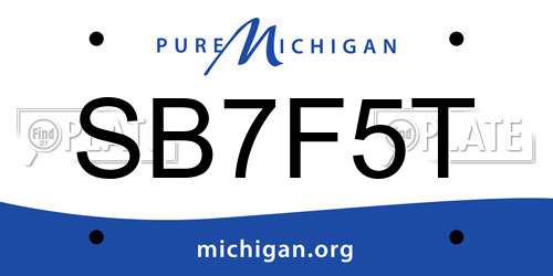 SB7F5T Michigan License Plate