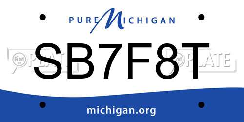 SB7F8T Michigan License Plate
