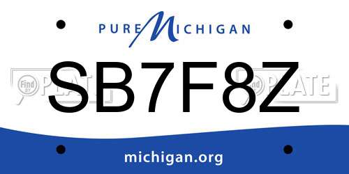 SB7F8Z Michigan License Plate