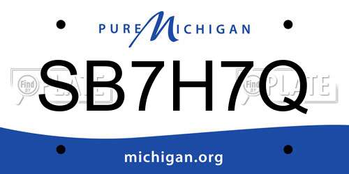 SB7H7Q Michigan License Plate