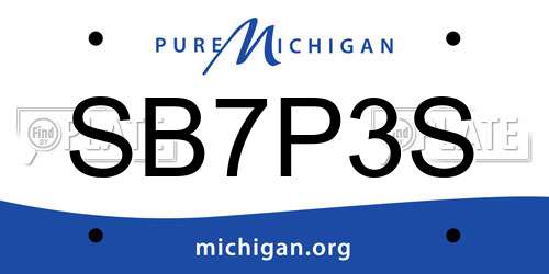SB7P3S Michigan License Plate