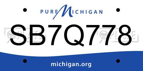 SB7Q778 Michigan License Plate