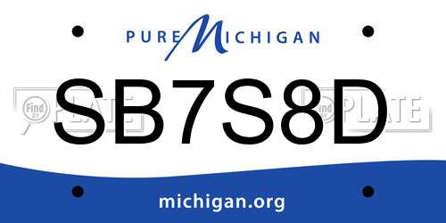 SB7S8D Michigan License Plate