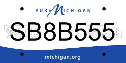 SB8B555 Michigan License Plate
