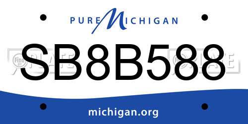 SB8B588 Michigan License Plate