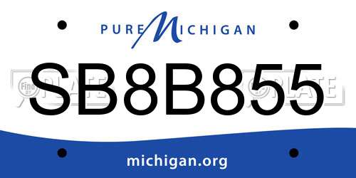 SB8B855 Michigan License Plate