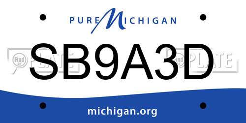 SB9A3D Michigan License Plate