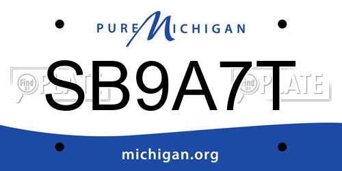 SB9A7T Michigan License Plate