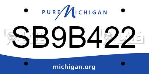 SB9B422 Michigan License Plate