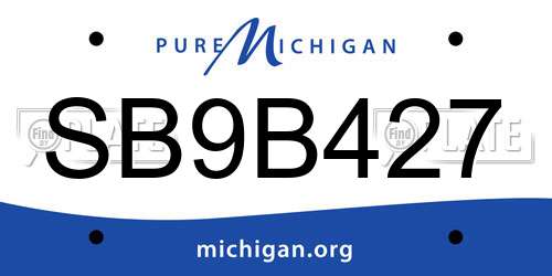 SB9B427 Michigan License Plate