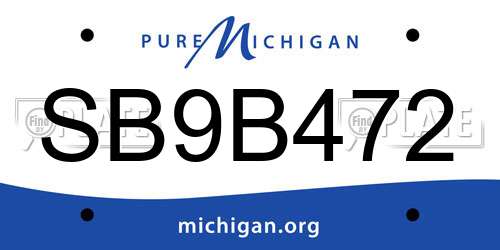 SB9B472 Michigan License Plate
