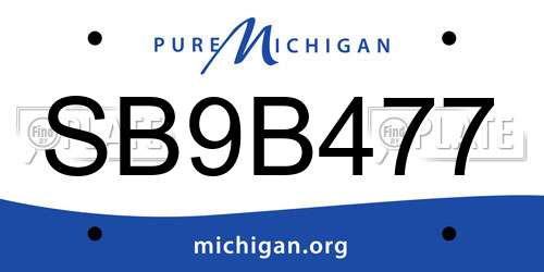 SB9B477 Michigan License Plate