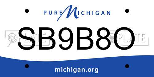SB9B8O Michigan License Plate