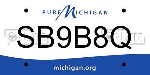 SB9B8Q Michigan License Plate