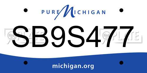 SB9S477 Michigan License Plate