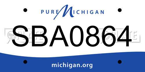 SBA0864 Michigan License Plate