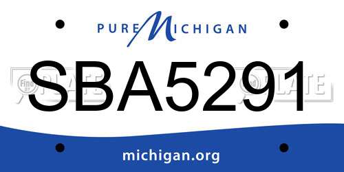 SBA5291 Michigan License Plate