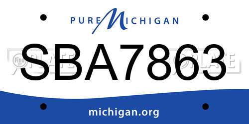 SBA7863 Michigan License Plate