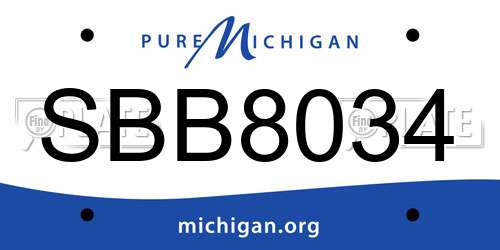 SBB8034 Michigan License Plate