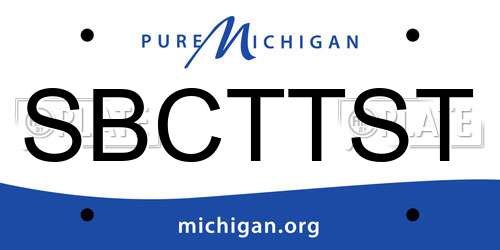 SBCTTST Michigan License Plate