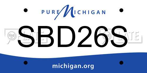 SBD26S Michigan License Plate