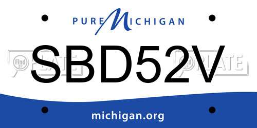 SBD52V Michigan License Plate