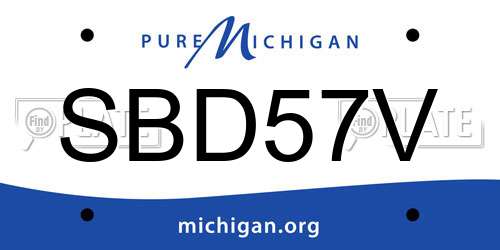 SBD57V Michigan License Plate