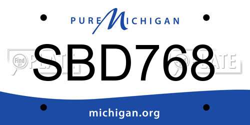 SBD768 Michigan License Plate
