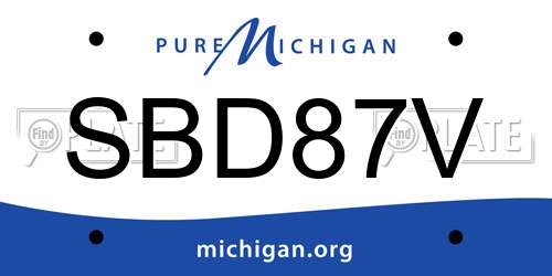 SBD87V Michigan License Plate